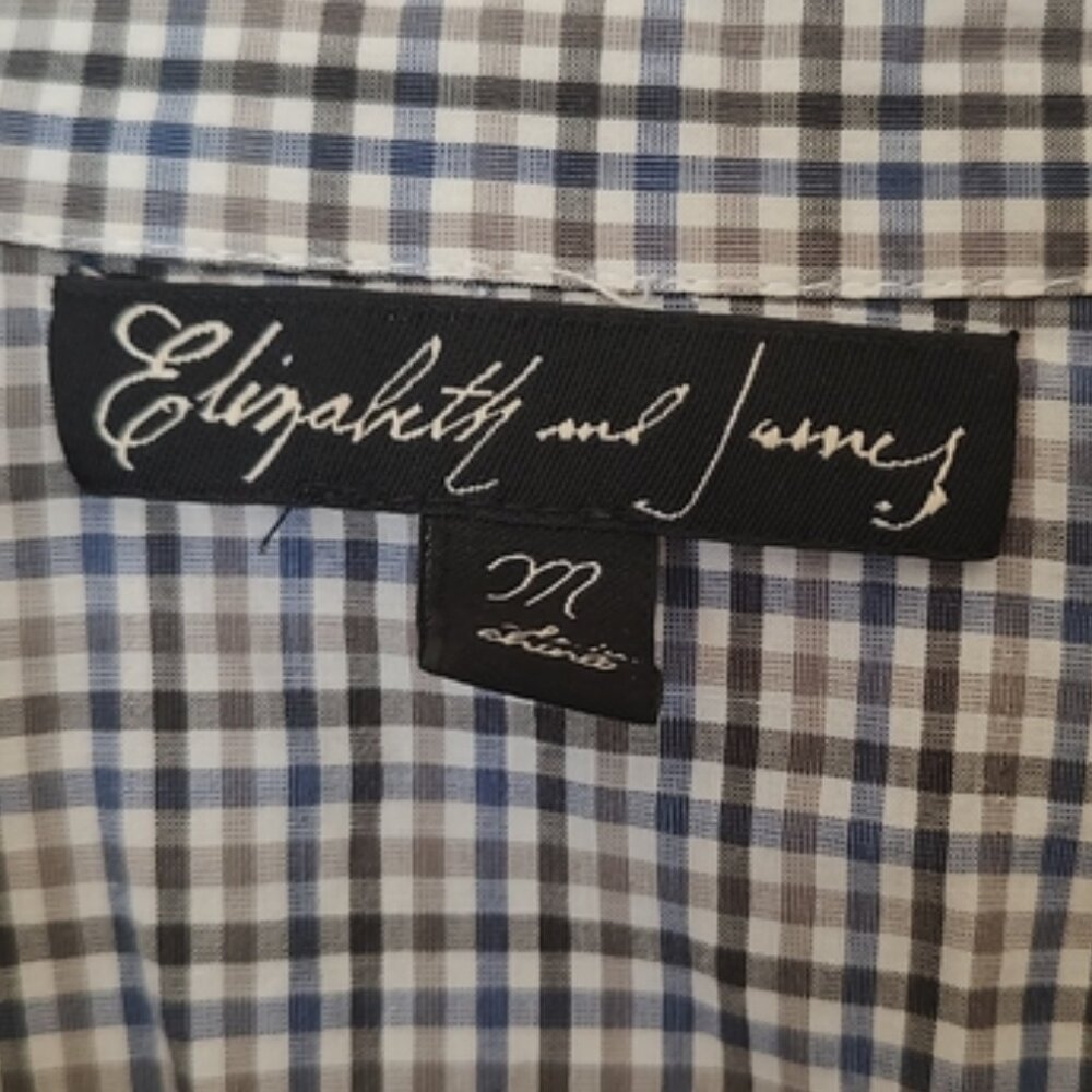 Elizabeth and James check plaid fitted button-down shirt M - Picture 6 of 6